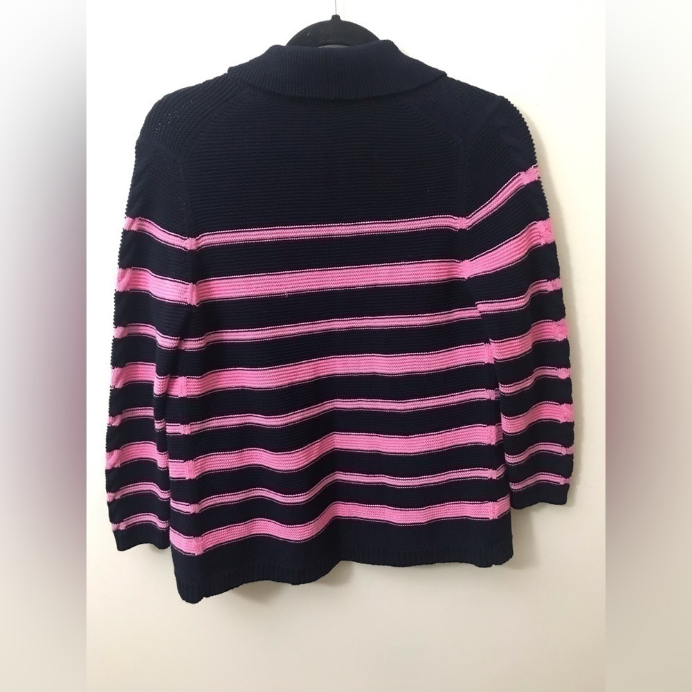 𝅺talbots Ladies Cotton Blend Cable Knit Cardigan w/ Shawl Collar & Buttons M - Picture 11 of 14